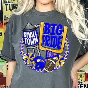 KBD OG Small Town Big Pride Football COMETS Royal, Yellow and White