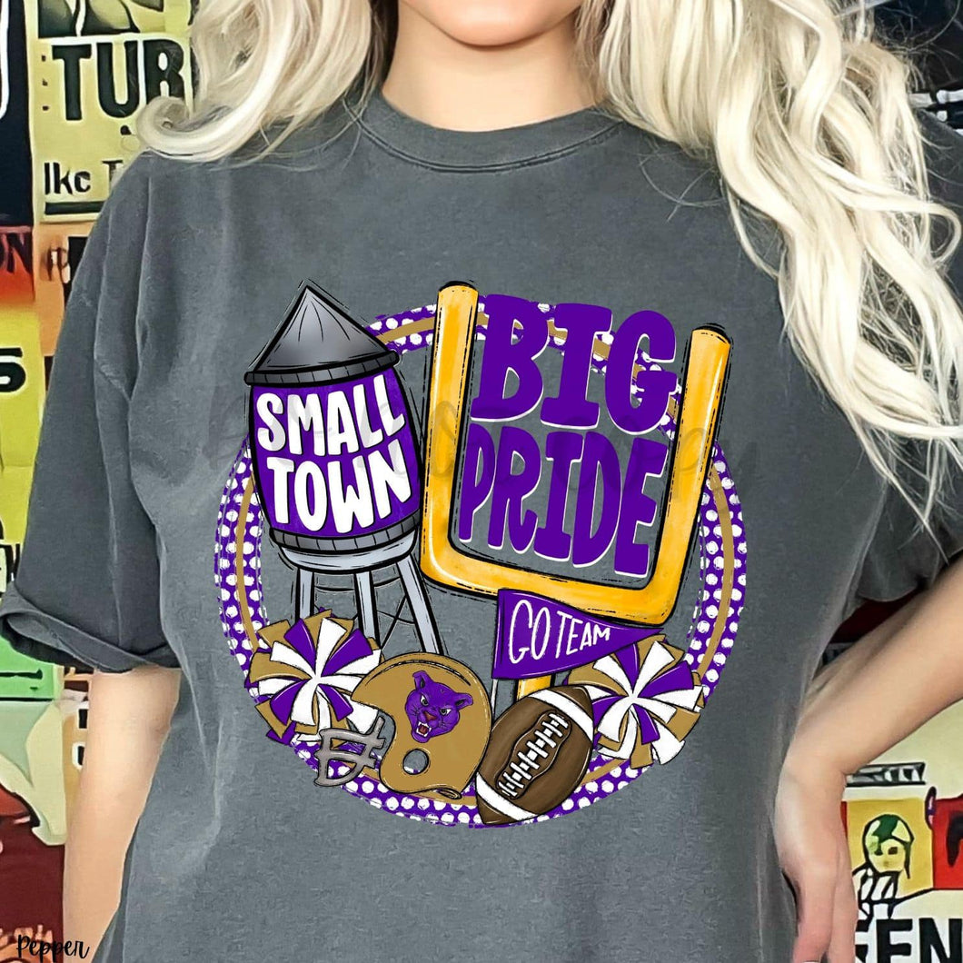 KBD OG Small Town Big Pride Football PANTHERS Purple, White and Gold