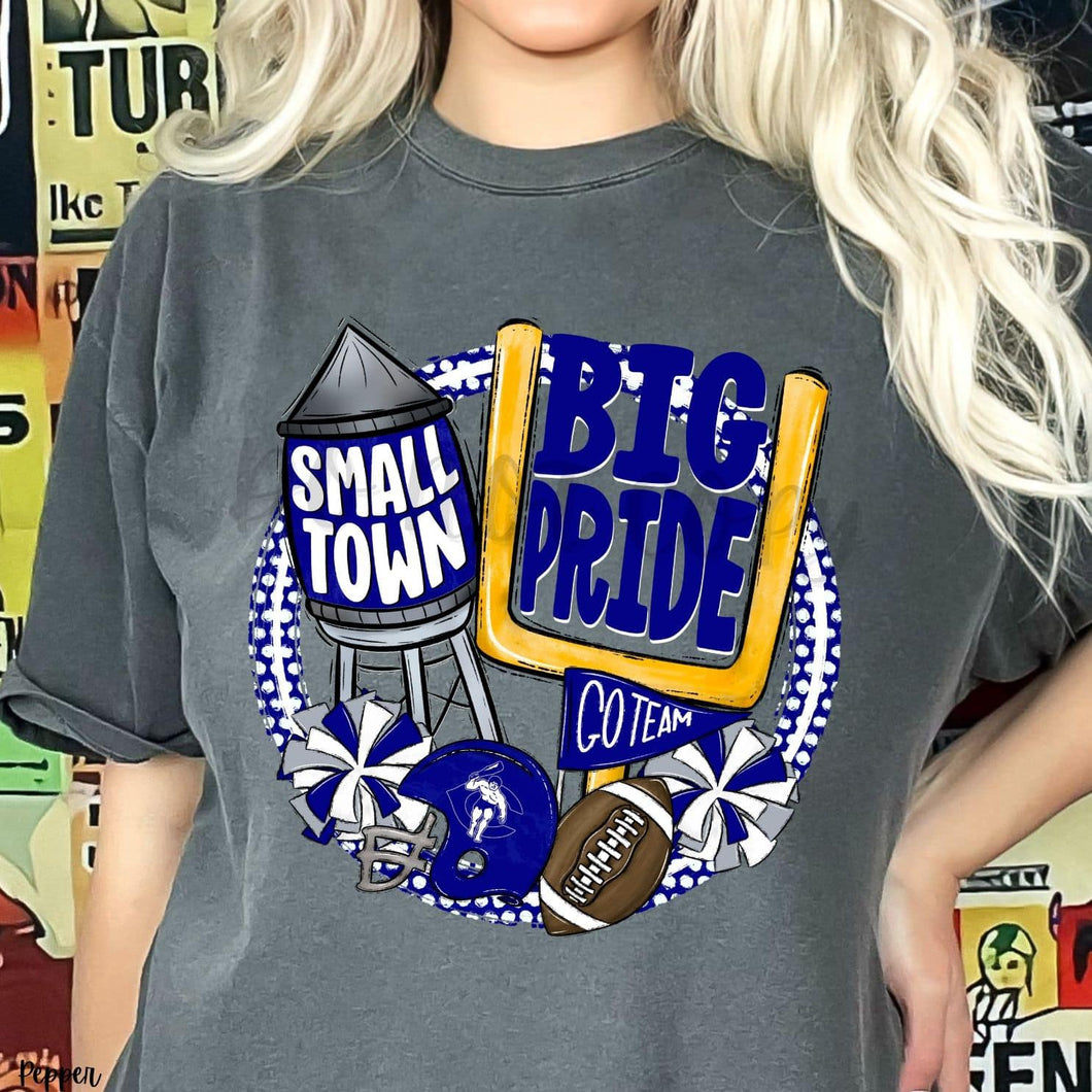KBD OG Small Town Big Pride Football CARLSBAD CAVEMEN Navy , Grey and White