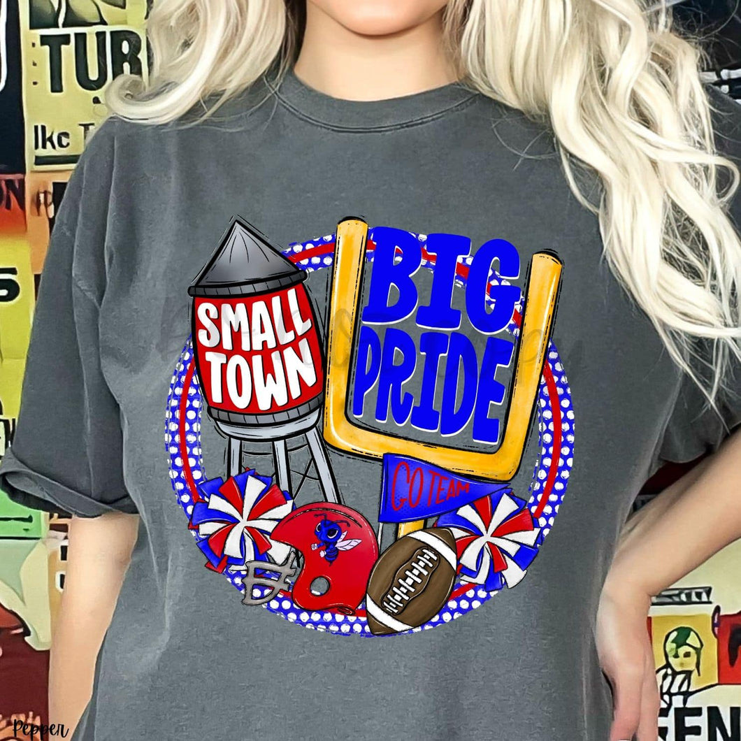 KBD OG Small Town Big Pride Football HORNETS White, Red and Blue