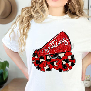 CHEER POMS and MEGAPHONES SPARTANS Red, Black and White Digital Download