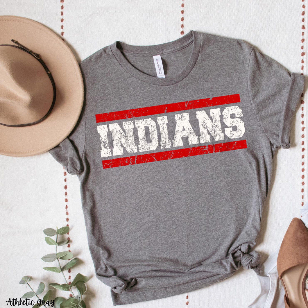 INDIANS Distressed White and Red Digital Download