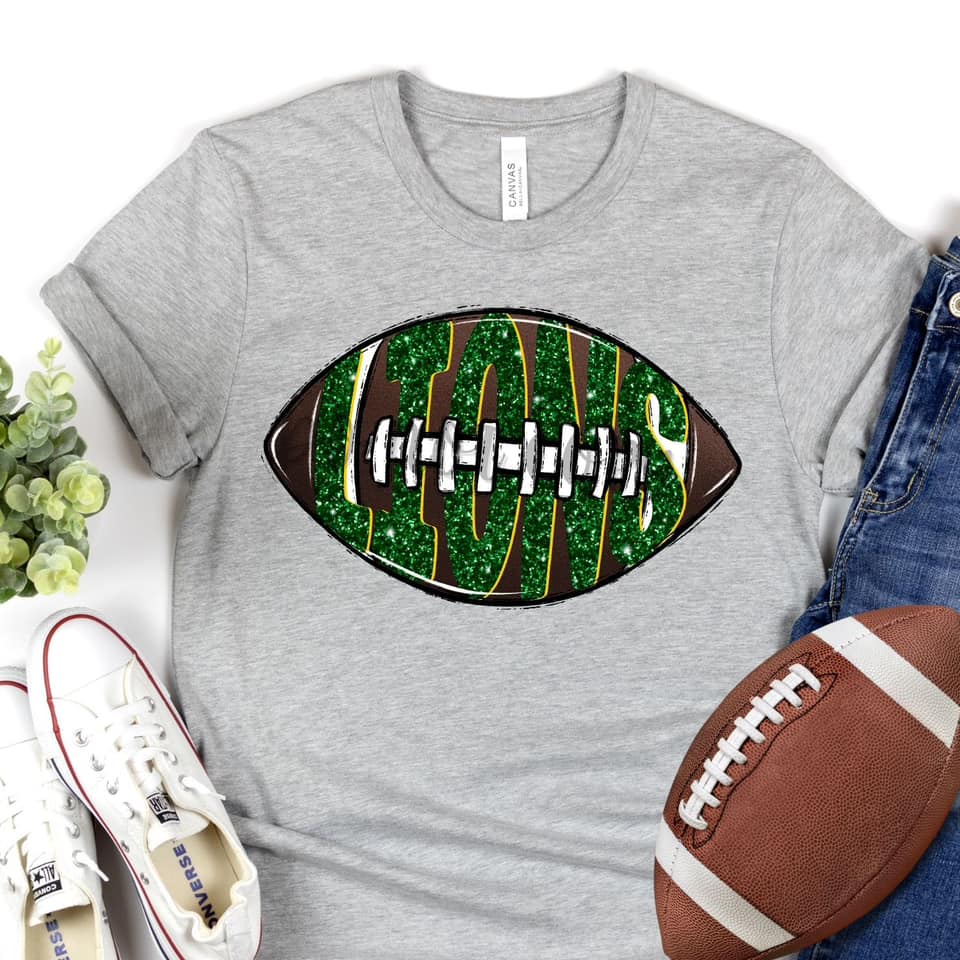 LIONS Inlay Football Kelly Green Glitter Digital Downloads