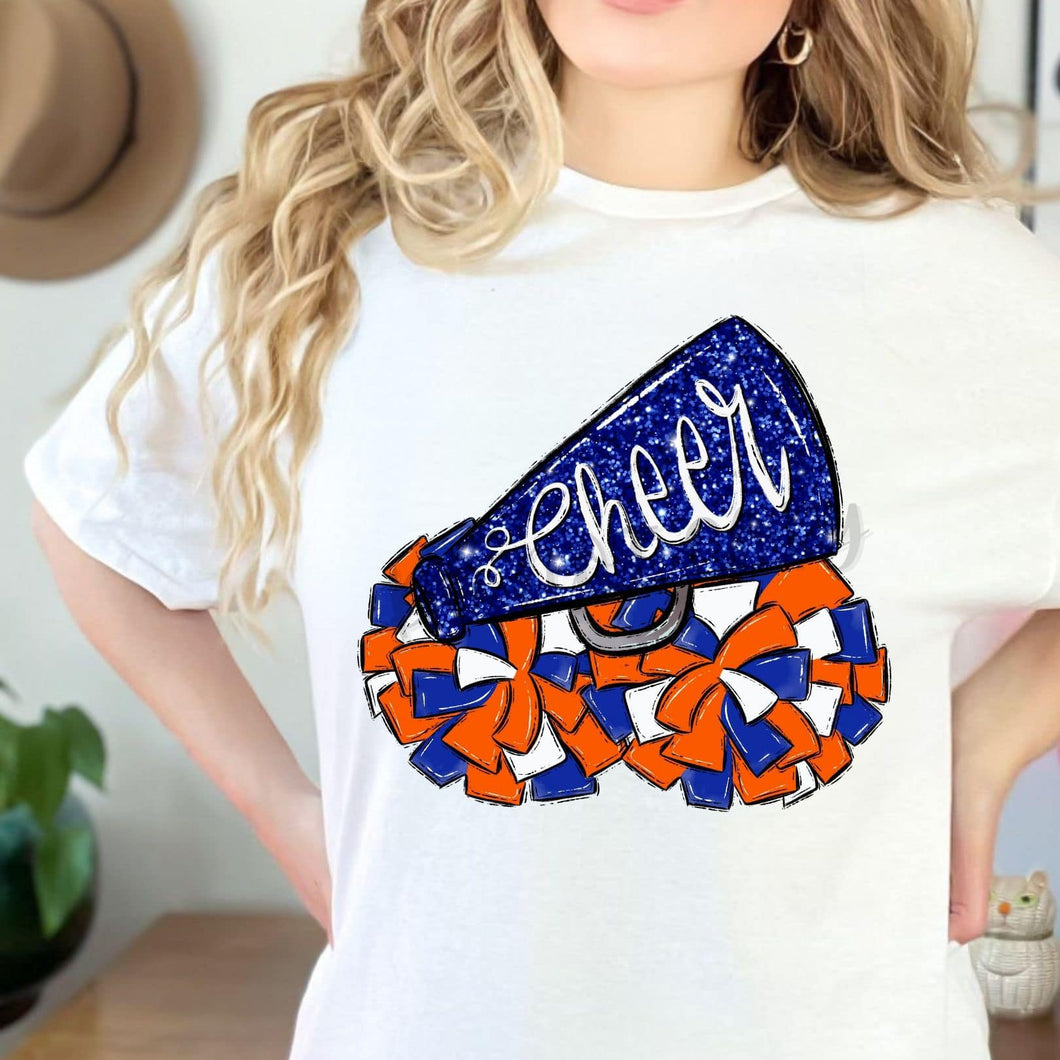 CHEER POMS and MEGAPHONES Royal and Orange Digital Download