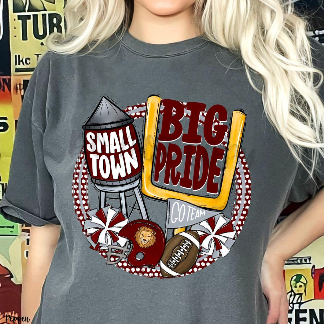 KBD OG Small Town Big Pride Football LIONS Maroon, White and Grey