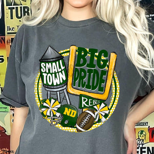 KBD OG Small Town Big Pride Football REBEL AND DO Yellow Gold and Green