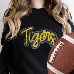 KBD OG SEQUIN AND EMBROIDERY WORDS TIGERS Yellow Gold and Black
