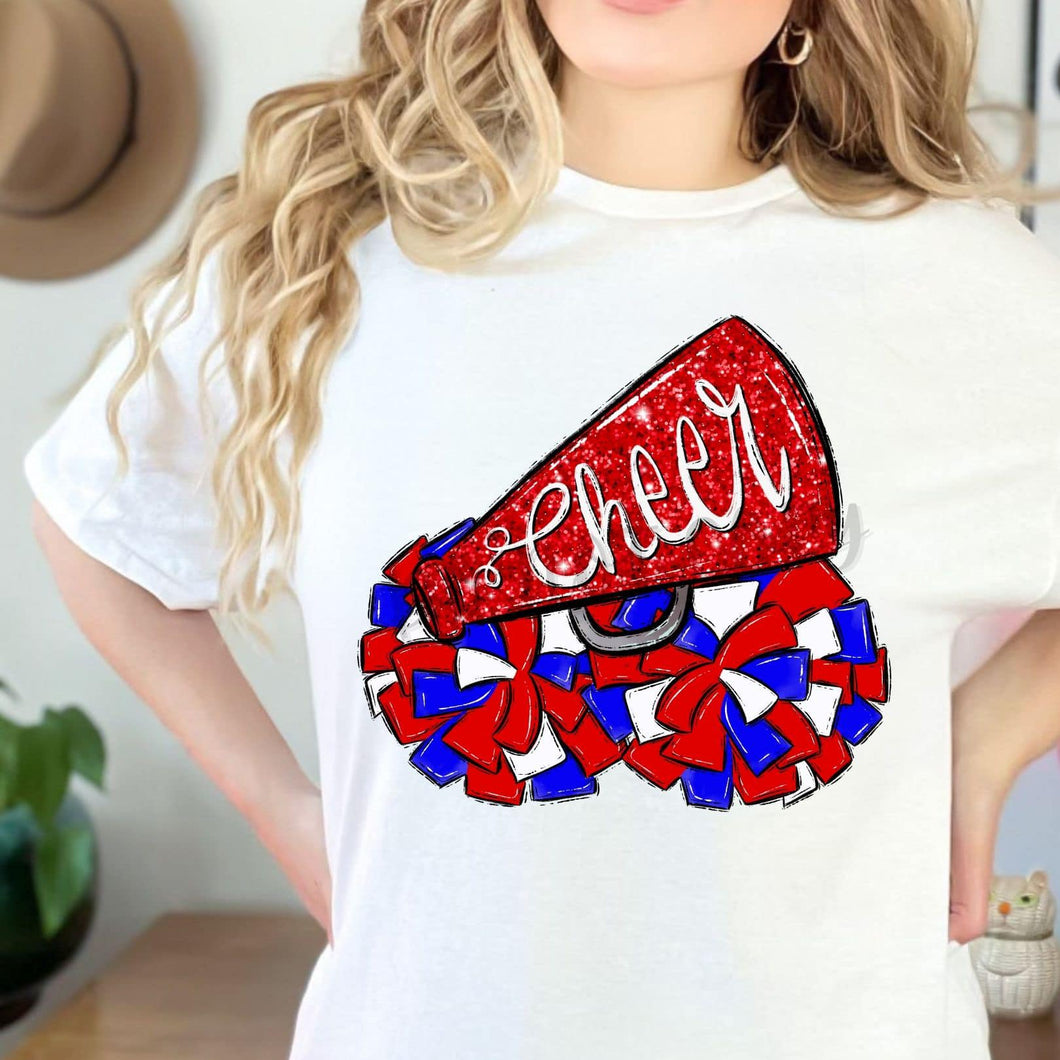 CHEER POMS and MEGAPHONES Red, Royal and White Digital Download