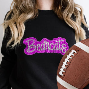 KBD OG SEQUIN AND EMBROIDERY WORDS BEARCATS Silver and Hot Pink