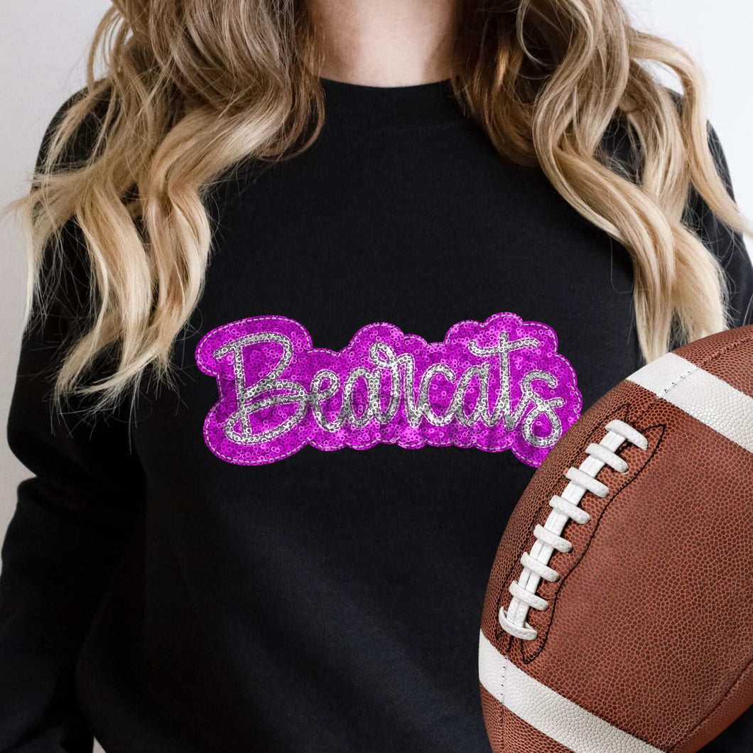 KBD OG SEQUIN AND EMBROIDERY WORDS BEARCATS Silver and Hot Pink