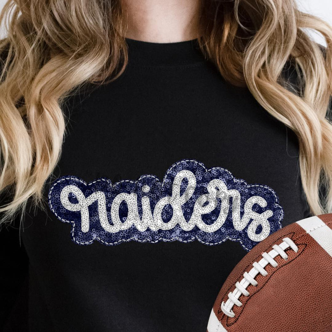 KBD OG SEQUIN AND EMBROIDERY WORDS RAIDERS Silver and Navy