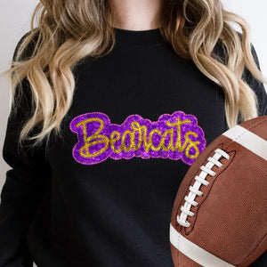 KBD OG SEQUIN AND EMBROIDERY WORDS BEARCATS Yellow Gold and Purple