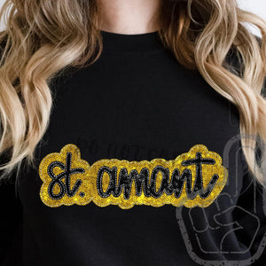 KBD OG SEQUIN AND EMBROIDERY WORDS ST AMANT Black and Yellow Gold