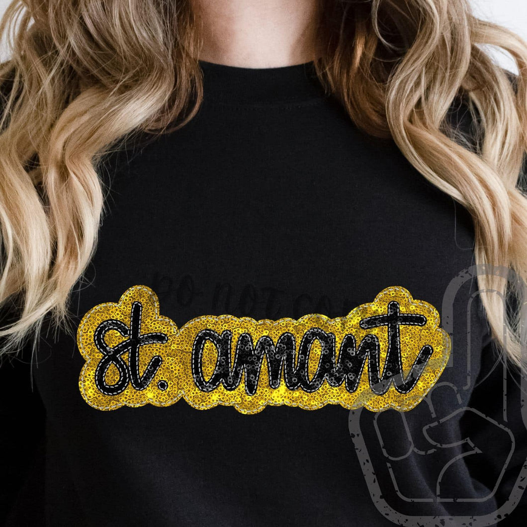 KBD OG SEQUIN AND EMBROIDERY WORDS ST AMANT Black and Yellow Gold
