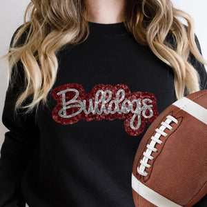 KBD OG SEQUIN AND EMBROIDERY WORDS BULLDOGS Silver and Maroon