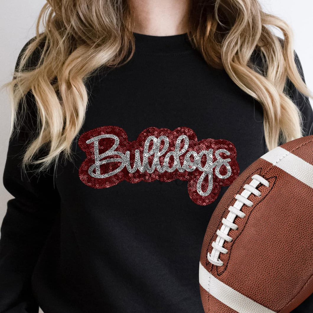 KBD OG SEQUIN AND EMBROIDERY WORDS BULLDOGS Silver and Maroon