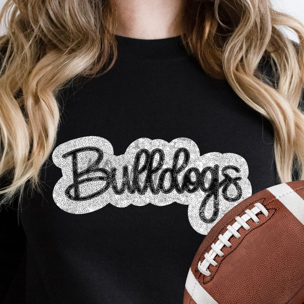 KBD OG SEQUIN AND EMBROIDERY WORDS BULLDOGS Black and White