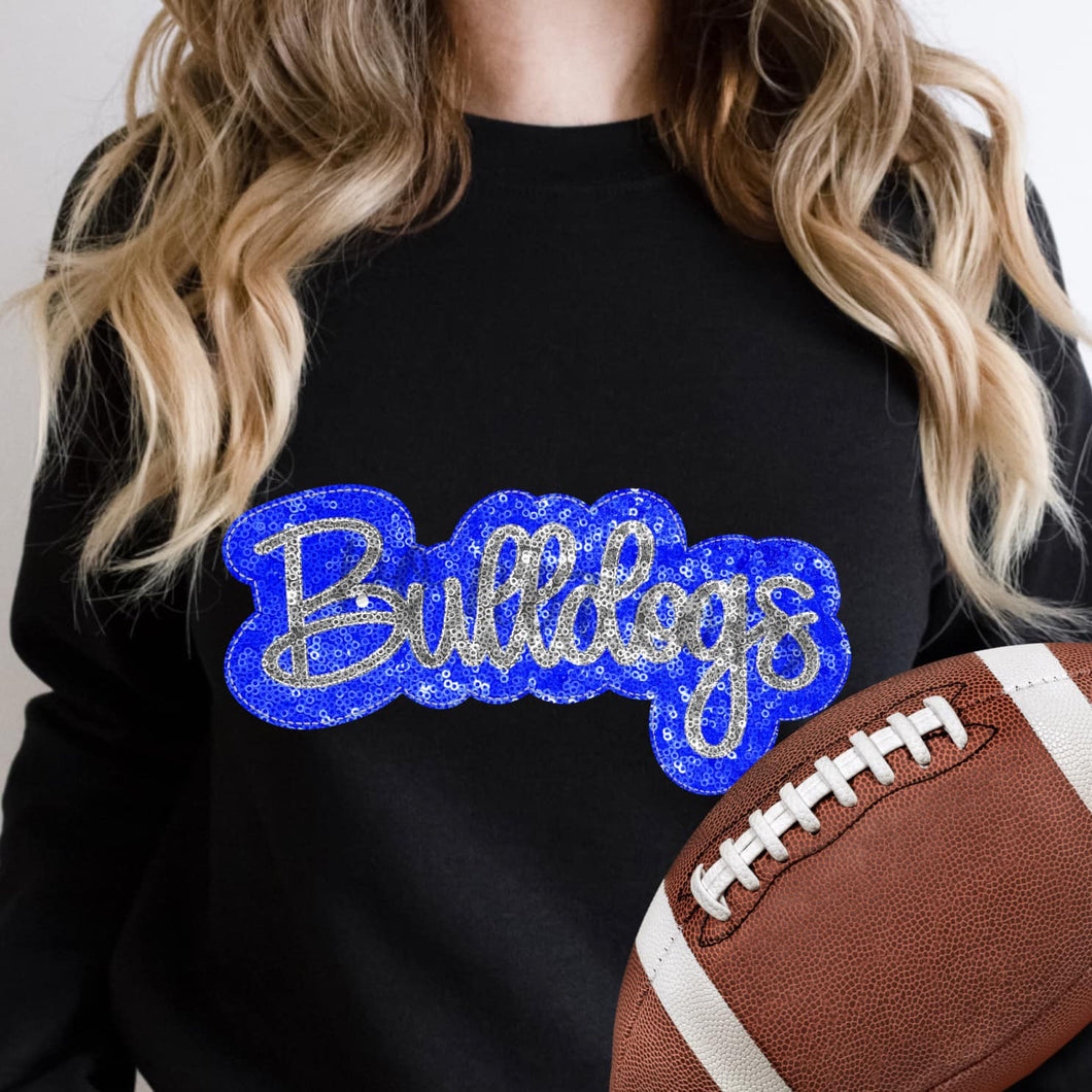 KBD OG SEQUIN AND EMBROIDERY WORDS BULLDOGS Silver and Royal Blue