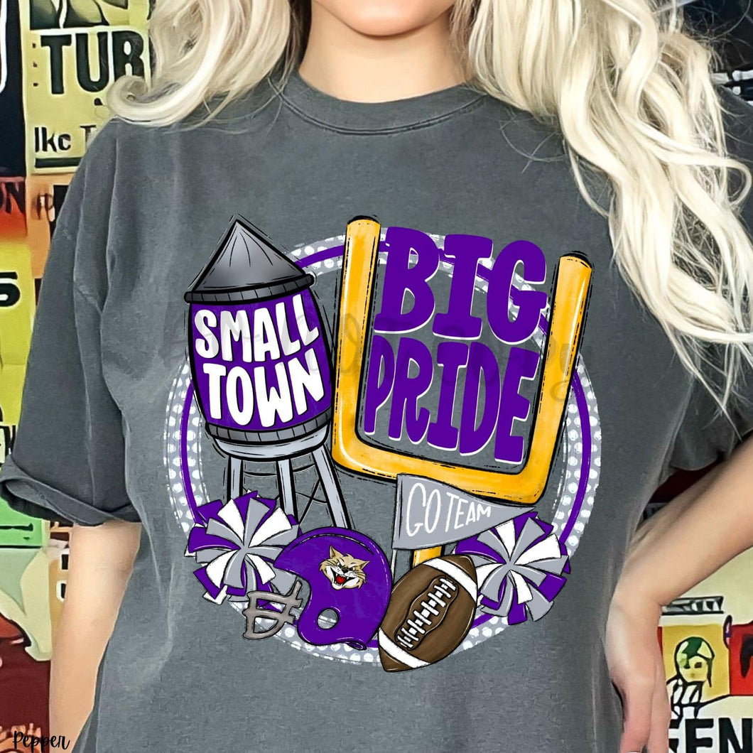 KBD OG Small Town Big Pride Football WILDCAT Purple and White