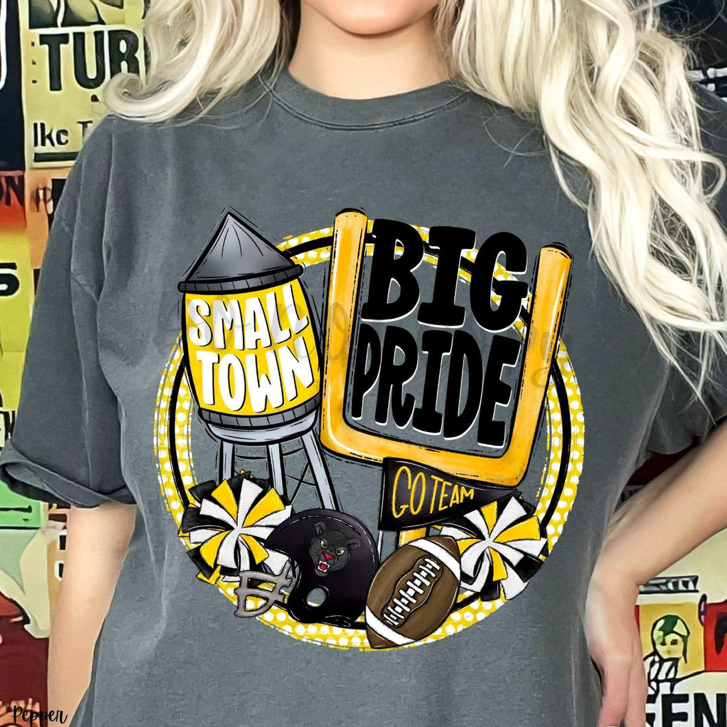 KBD OG Small Town Big Pride Football PANTHERS Black and Gold