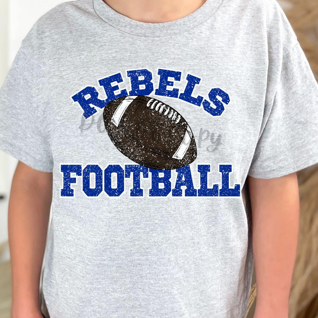 REBELS Football Distressed  Royal and White Digital Downloads