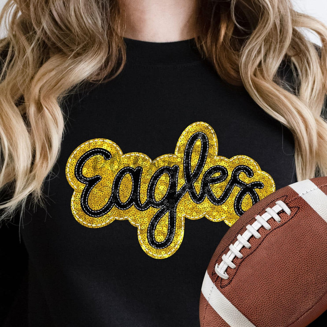 KBD OG SEQUIN AND EMBROIDERY WORDS EAGLES Black and Yellow Gold