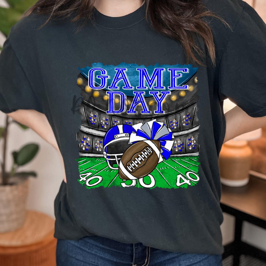 GAME DAY Stadium Royal, Silver and White  Digital Download