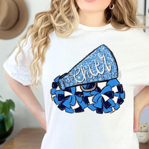 CHEER POMS and MEGAPHONES Navy, Royal and White Digital Download