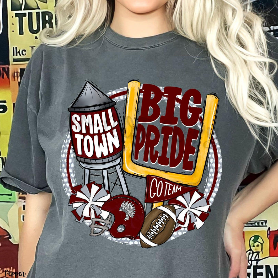 KBD OG Small Town Big Pride Football WARRIORS Maroon , Grey and White