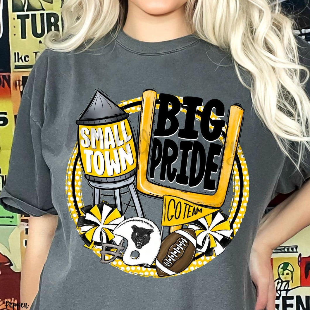 KBD OG Small Town Big Pride Football PANTHERS Yellow Gold and Black