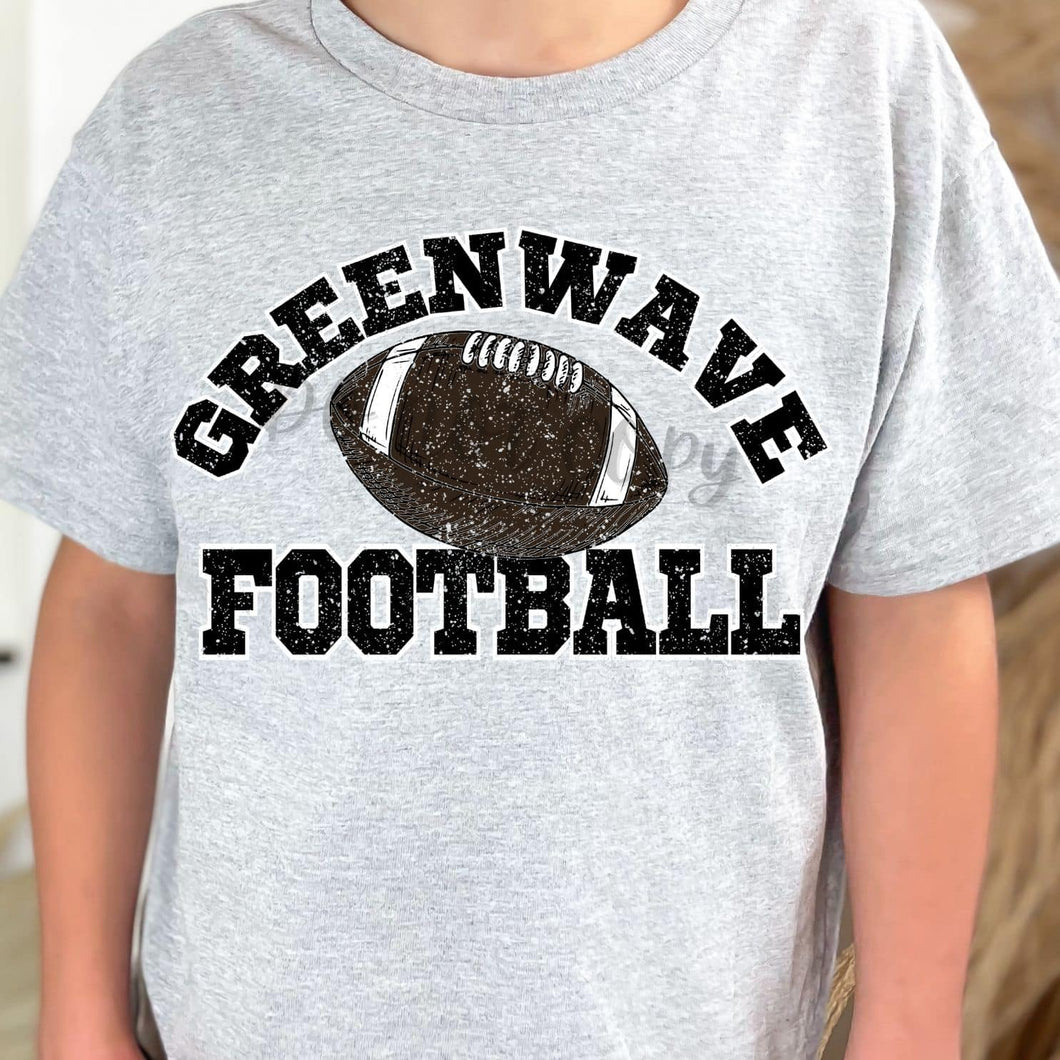 GREENWAVE Football Distressed Black and White Digital Downloads