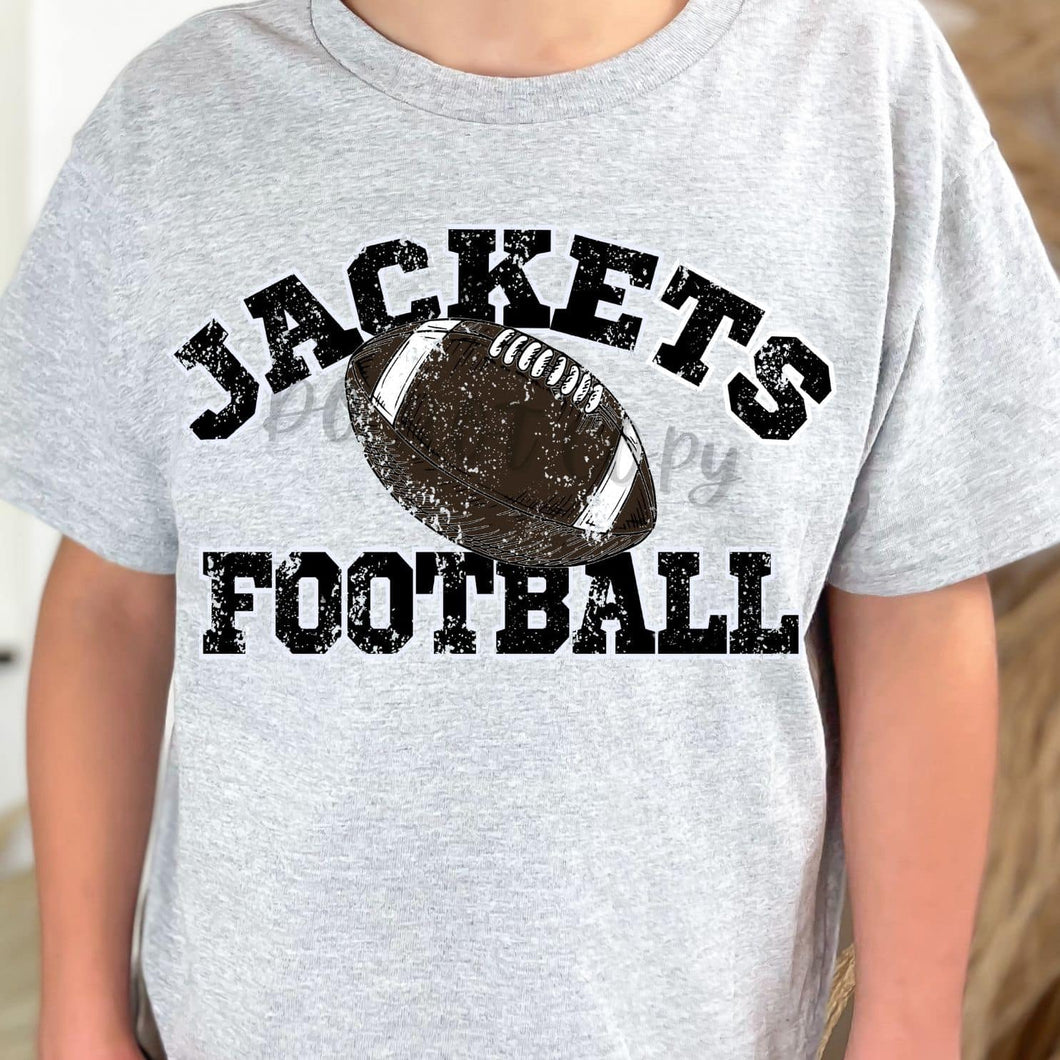 JACKETS Football Distressed  Black and White Digital Downloads