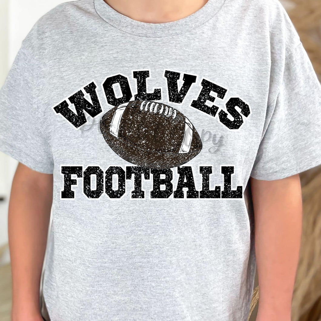 WOLVES Football Distressed Black and White Digital Downloads
