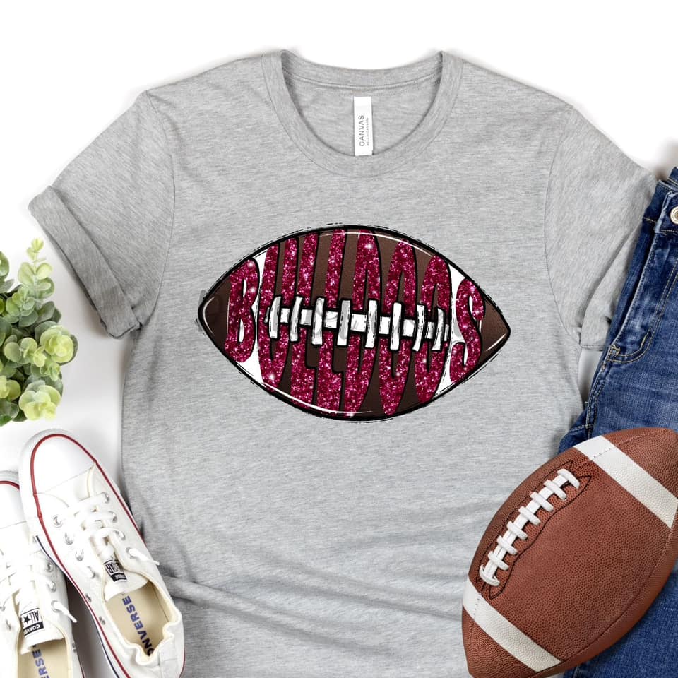 BULLDOGS Inlay Football Maroon Glitter Digital Downloads