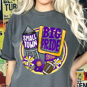 KBD OG Small Town Big Pride Football LIONS Purple and Gold