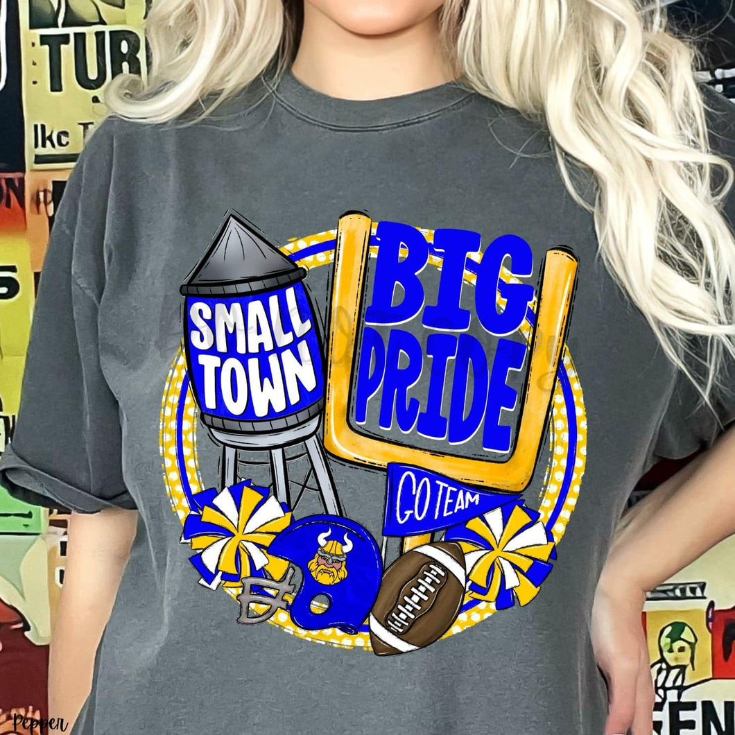 KBD OG Small Town Big Pride Football VIKINGS Royal and Yellow