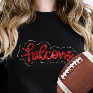KBD OG SEQUIN AND EMBROIDERY WORDS FALCONS Red and Black Flat