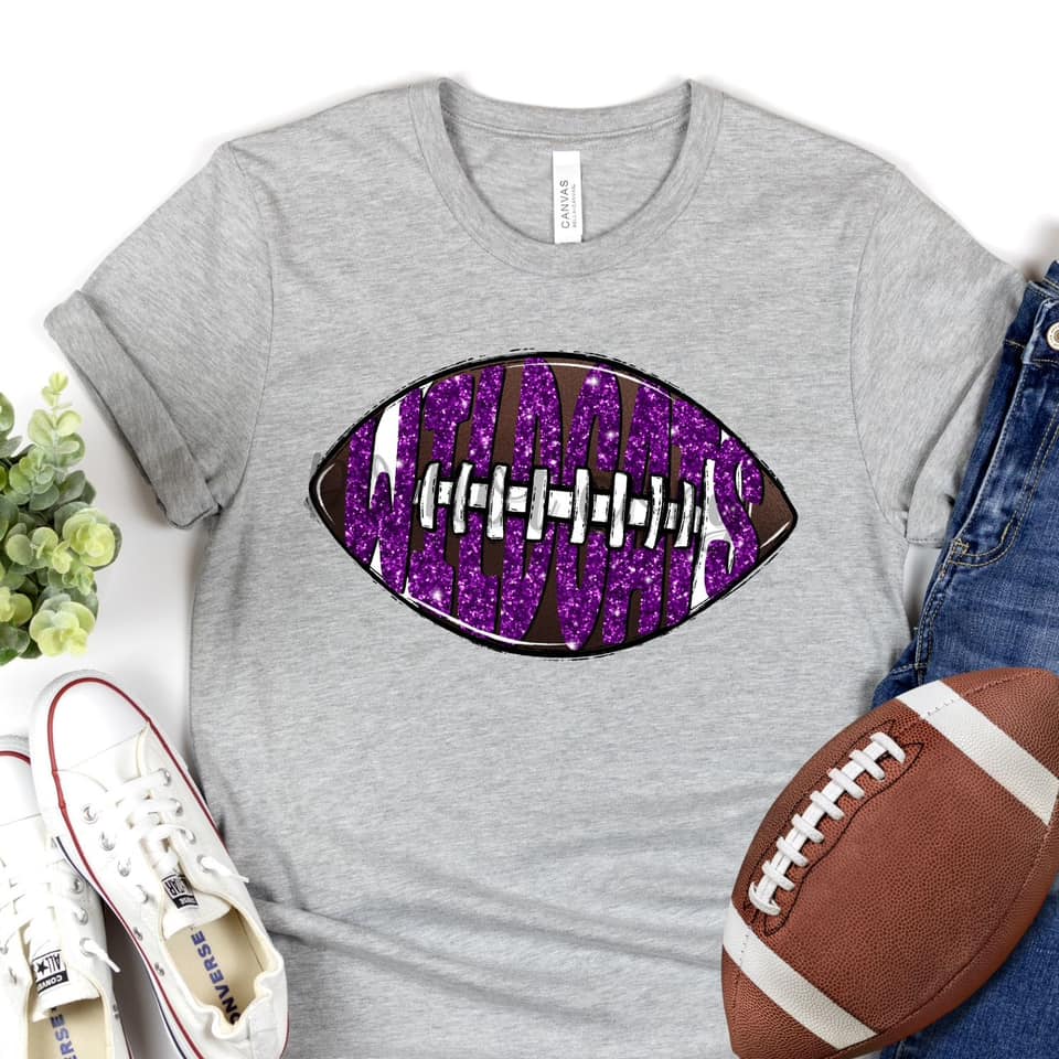 WILDCATS Inlay Football Purple Glitter Digital Downloads