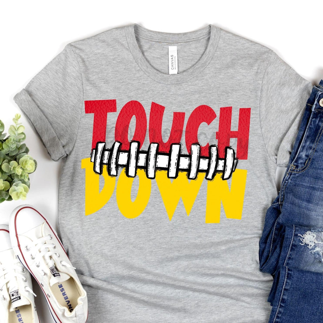 Touch Down Football Seams Red & Yellow Gold