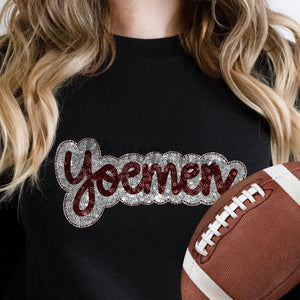 KBD OG SEQUIN AND EMBROIDERY WORDS YOEMEN Maroon and Silver