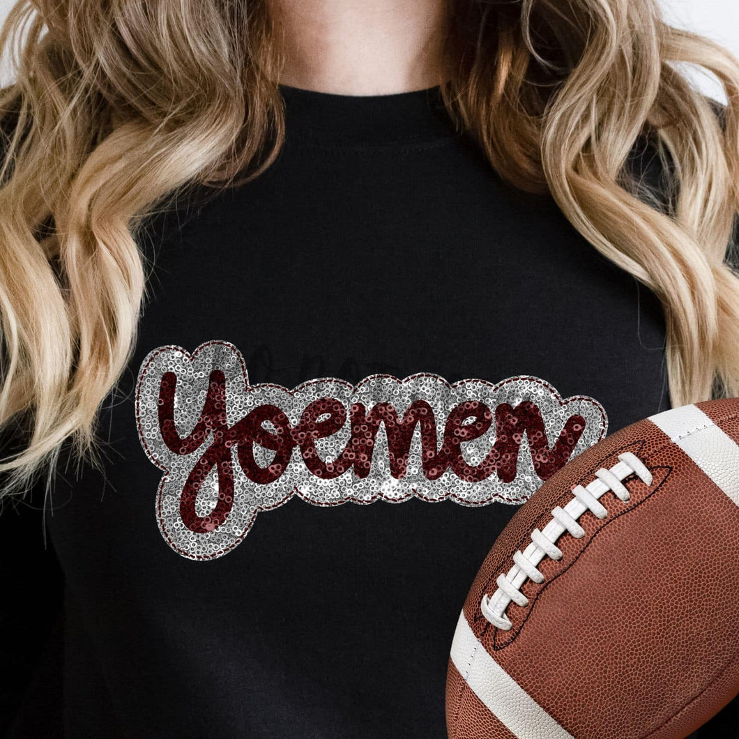 KBD OG SEQUIN AND EMBROIDERY WORDS YOEMEN Maroon and Silver