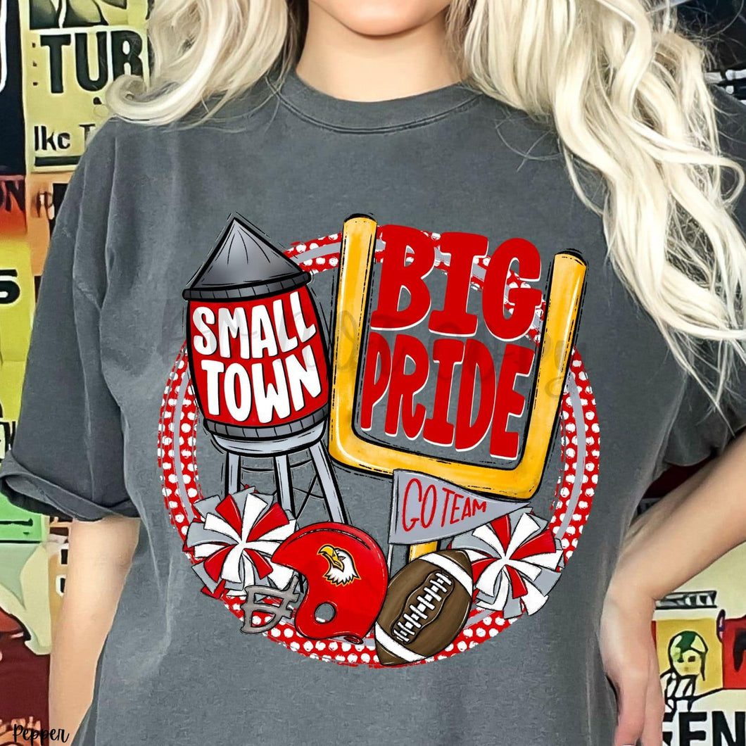 KBD OG Small Town Big Pride Football RICE BIRDS Red, White and Grey
