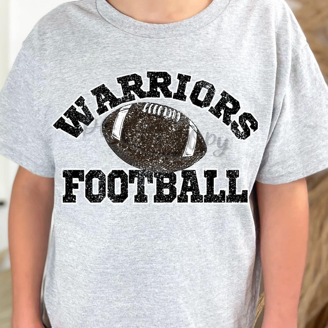 WARRIORS  Football Distressed Black and White Digital Downloads