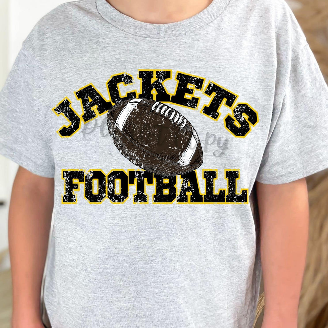 JACKETS Football Distressed  Black and Yellow Gold Digital Downloads