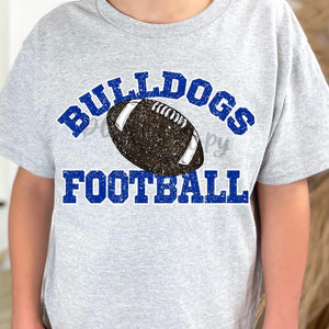 BULLDOGS Football Distressed  Royal and White Digital Downloads