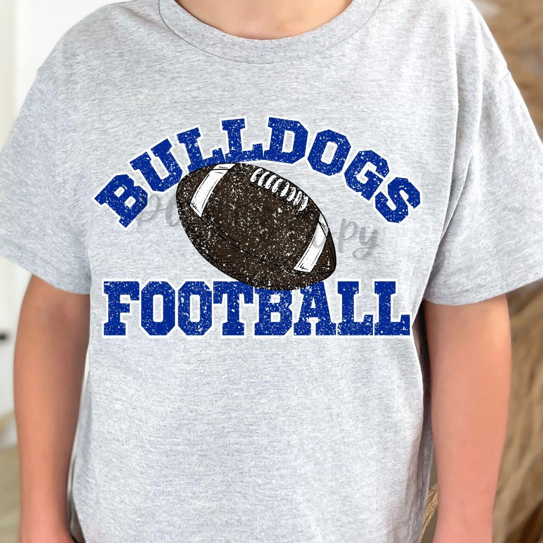 BULLDOGS Football Distressed  Royal and White Digital Downloads