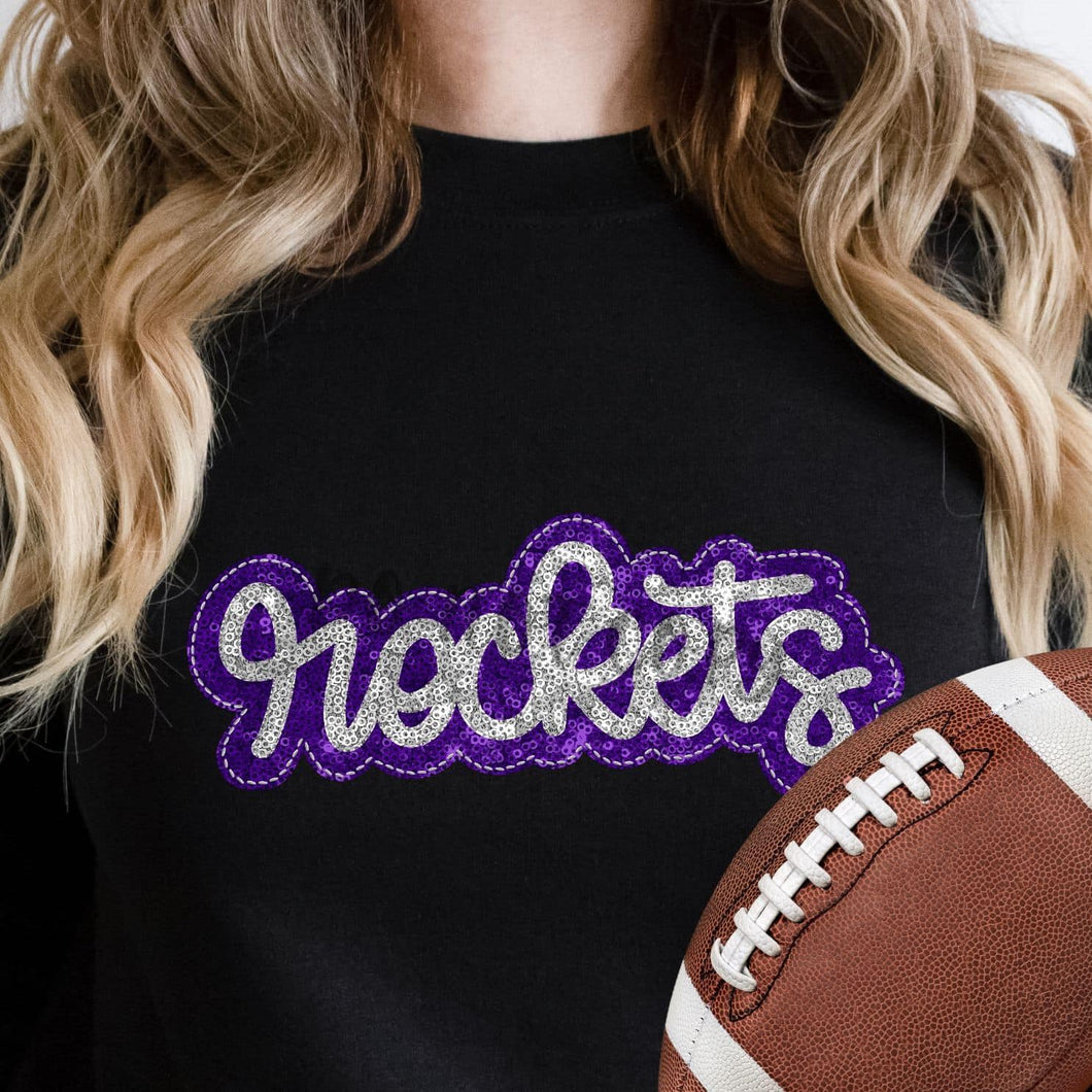KBD OG SEQUIN AND EMBROIDERY WORDS ROCKETS Silver and Purple