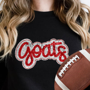 KBD OG SEQUIN AND EMBROIDERY WORDS GOATS Red and Silver