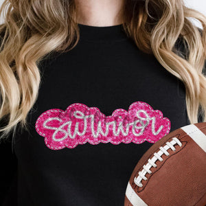 KBD OG SEQUIN AND EMBROIDERY WORDS SURVIVOR Silver and Pink