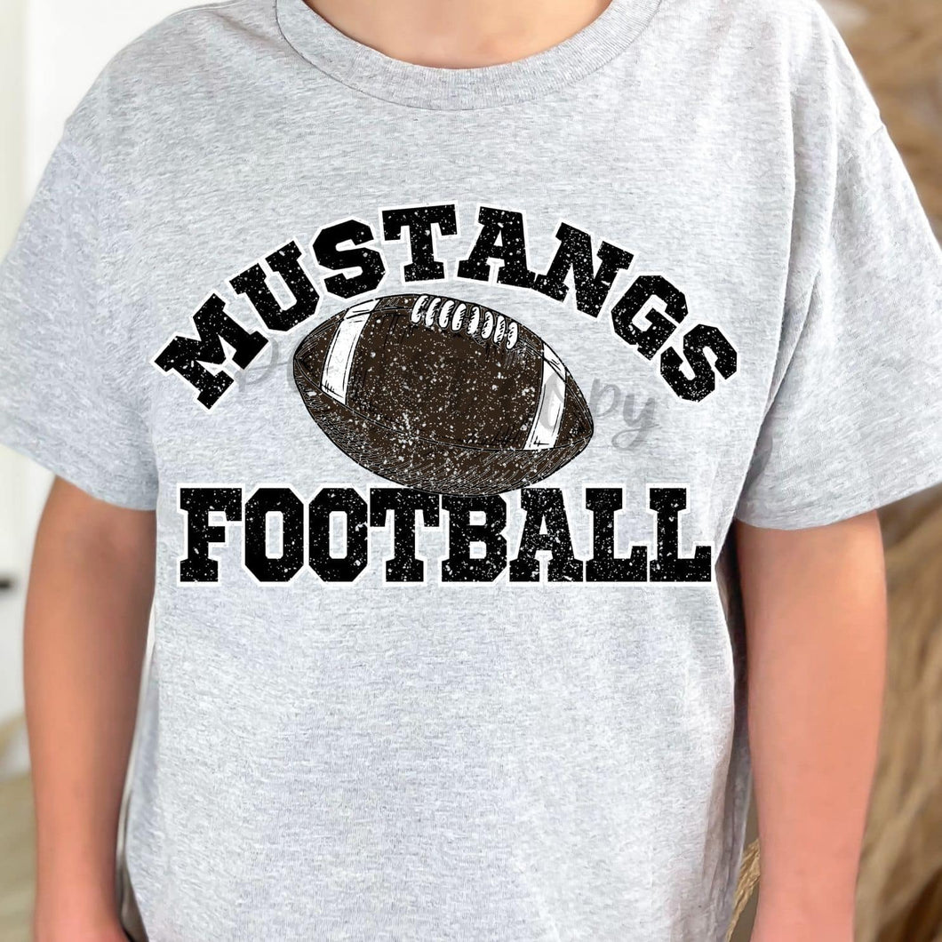 MUSTANGS Football Distressed Black and White Digital Downloads